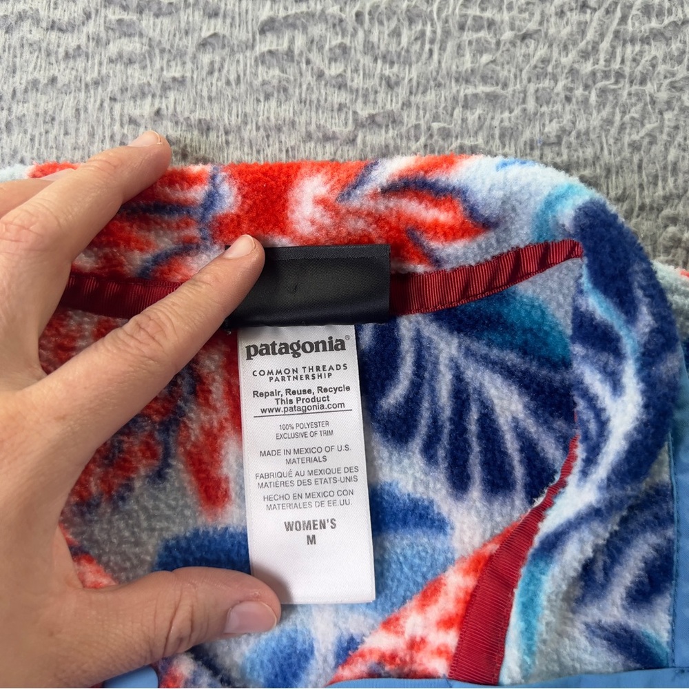Patagonia Synchilla Sweater Womens Medium Multi Floral Snap T Fleece Pullover - Picture 5 of 14